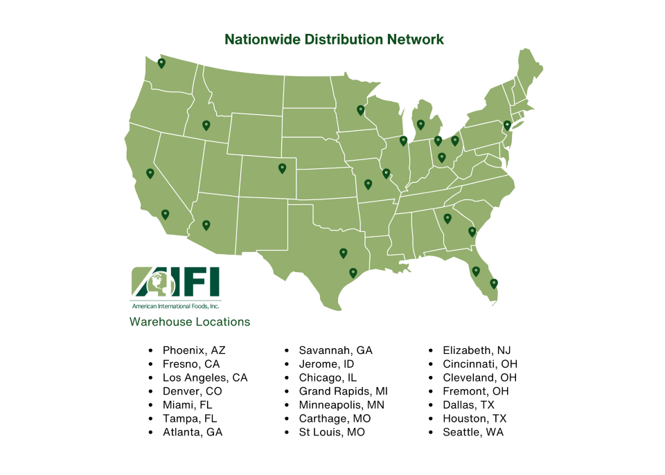 American International Foods Inc. Warehouse Locations Map across USA